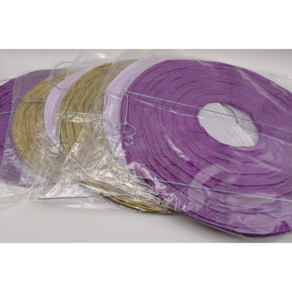 Paper Lanterns Decorative Round Hanging Purple/Lavender/Gold 15 Pieces